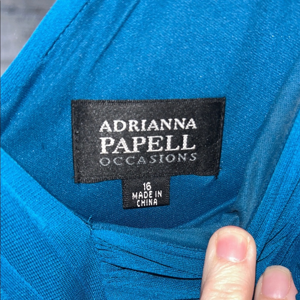 Adrianna Papell Teal Long Sleeve Dress Size 16 - Picture 5 of 7